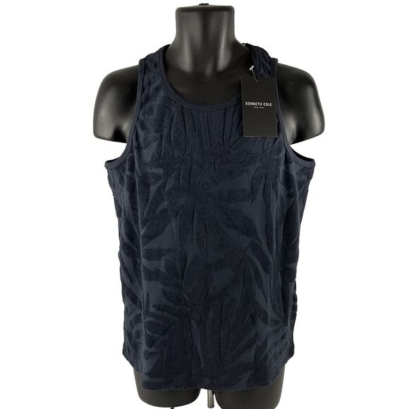 New Mens Kenneth Cole New York Terry Cloth Tank Top Sz S NWT Navy Blue - Picture 1 of 7